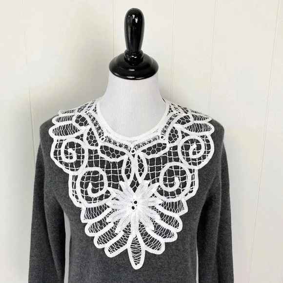 Vintage Battenburg Lace White Cotton Collar - Picture 1 of 16